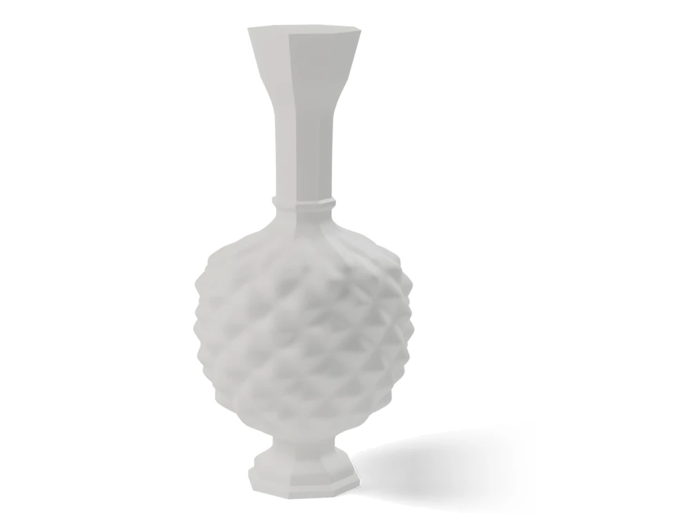 The same urn as a plain white solid, with the pour funnel flaring above its neck